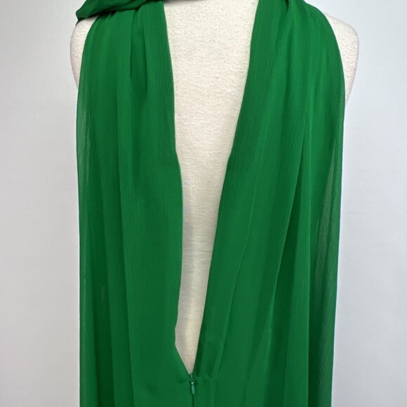 MSK Size Large Lush Green Self-Tie Halter Sleeveless Wide-Leg Jumpsuit Lined - Picture 6 of 9